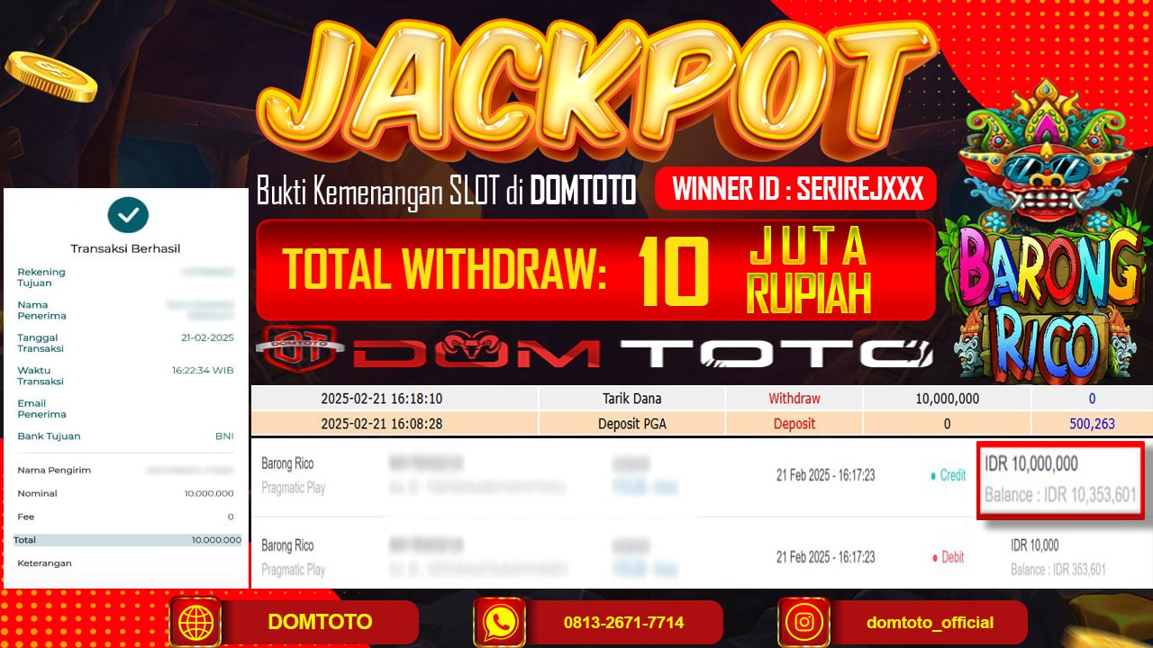 JACKPOT SLOT BARONG RICO 21 FEBRUARI 2025